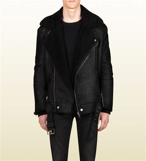 gucci shearling coat men|Gucci hooded jacket men.